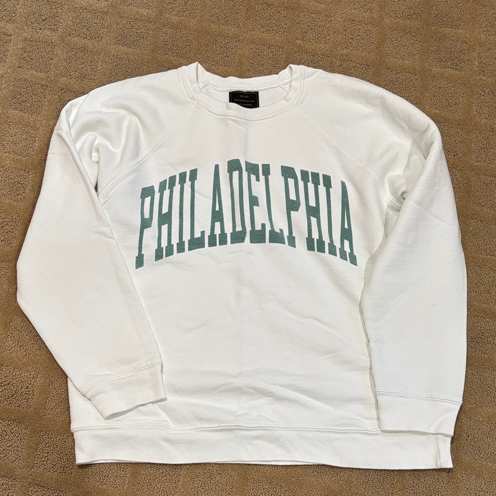 RetroBrand for Free People  White Philadelphia Sweatshirt